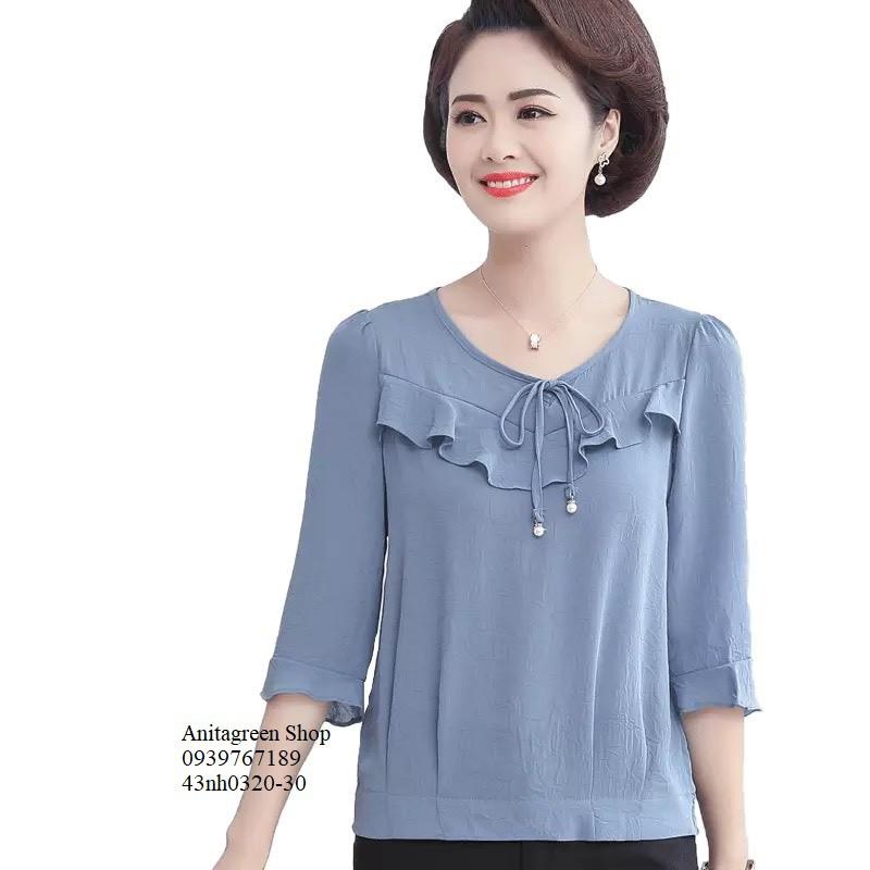 43nh0320-ÁO KIỂU VIỀN BÈO TRUNG NIÊN s-6xl