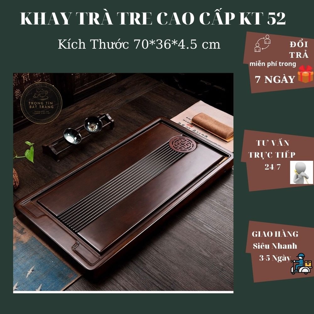 Khay Trà Tre Cao Cấp  Chữ Nhật Kích Thước 70*36*4.5 KT 52