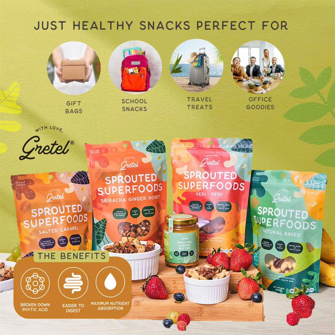 Hạt Điều Nảy Mầm - Snack tốt cho sức khỏe- Ngon hơn bổ dưỡng hơn - Vị Siracha Gừng Mật Ong