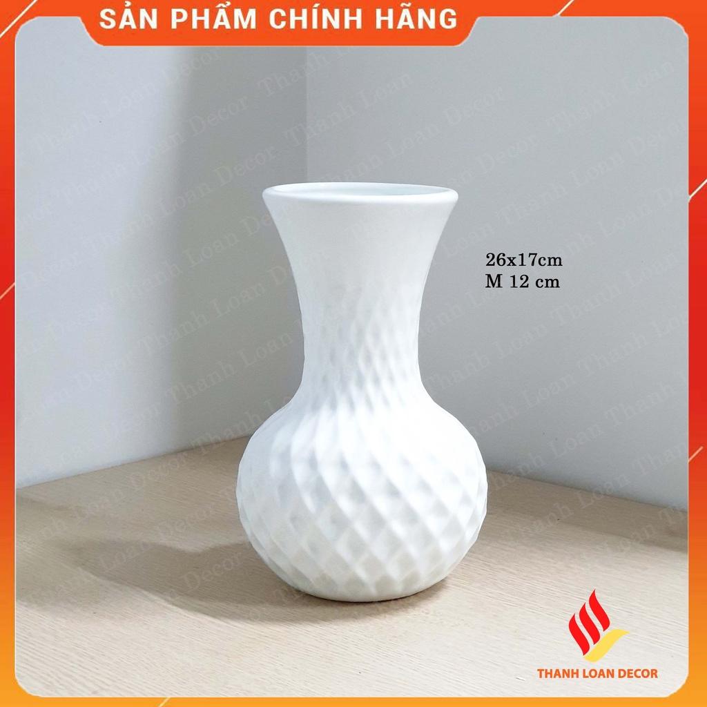 Lọ hoa gốm Bát Tràng cỡ trung - Bình hoa decor sứ sương trang trí đẹp - Nhiều mẫu - Màu trắng