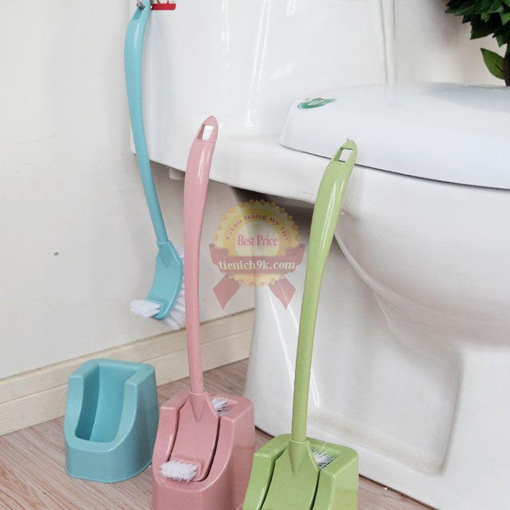 Bàn chải cọ sàn toilet 2 đầu đa năng vệ sinh bồn cầu nhà tắm phòng bếp cán dài