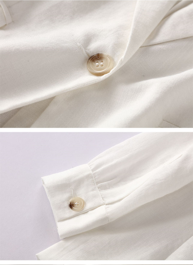 Áo Vest Blazer Nữ Linen Trắng Tay Mangset