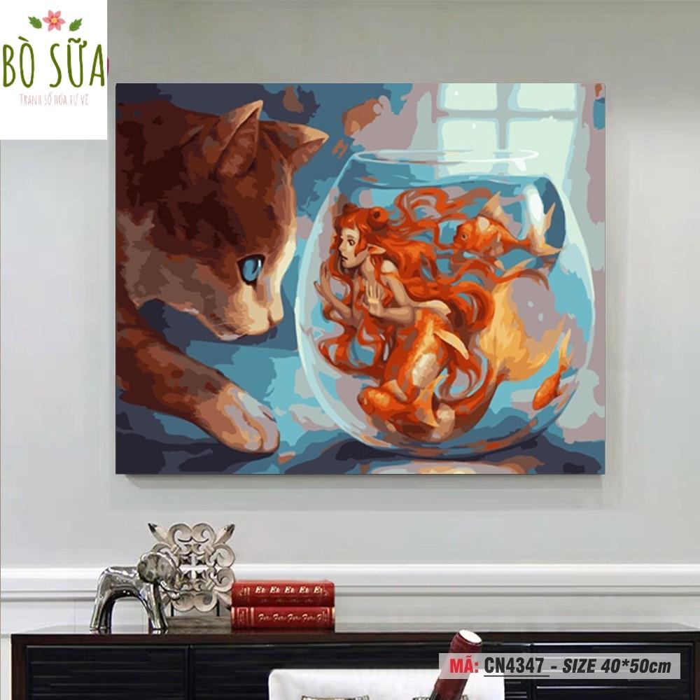 (Loại khung dày 2.5cm) Tranh sơn dầu số hóa CN4347 size 40x50 đã căng khung và đầy đủ phụ kiện, phủ bóng