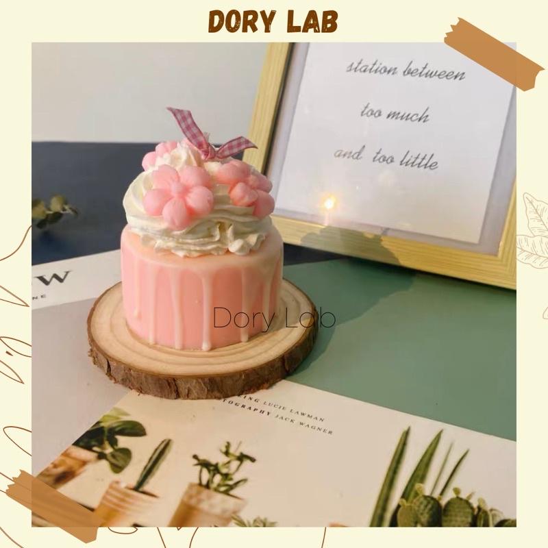 Nến Thơm Bánh Kem Hoa Đào Nhiều Mùi Hương Handmade - Dory Lab