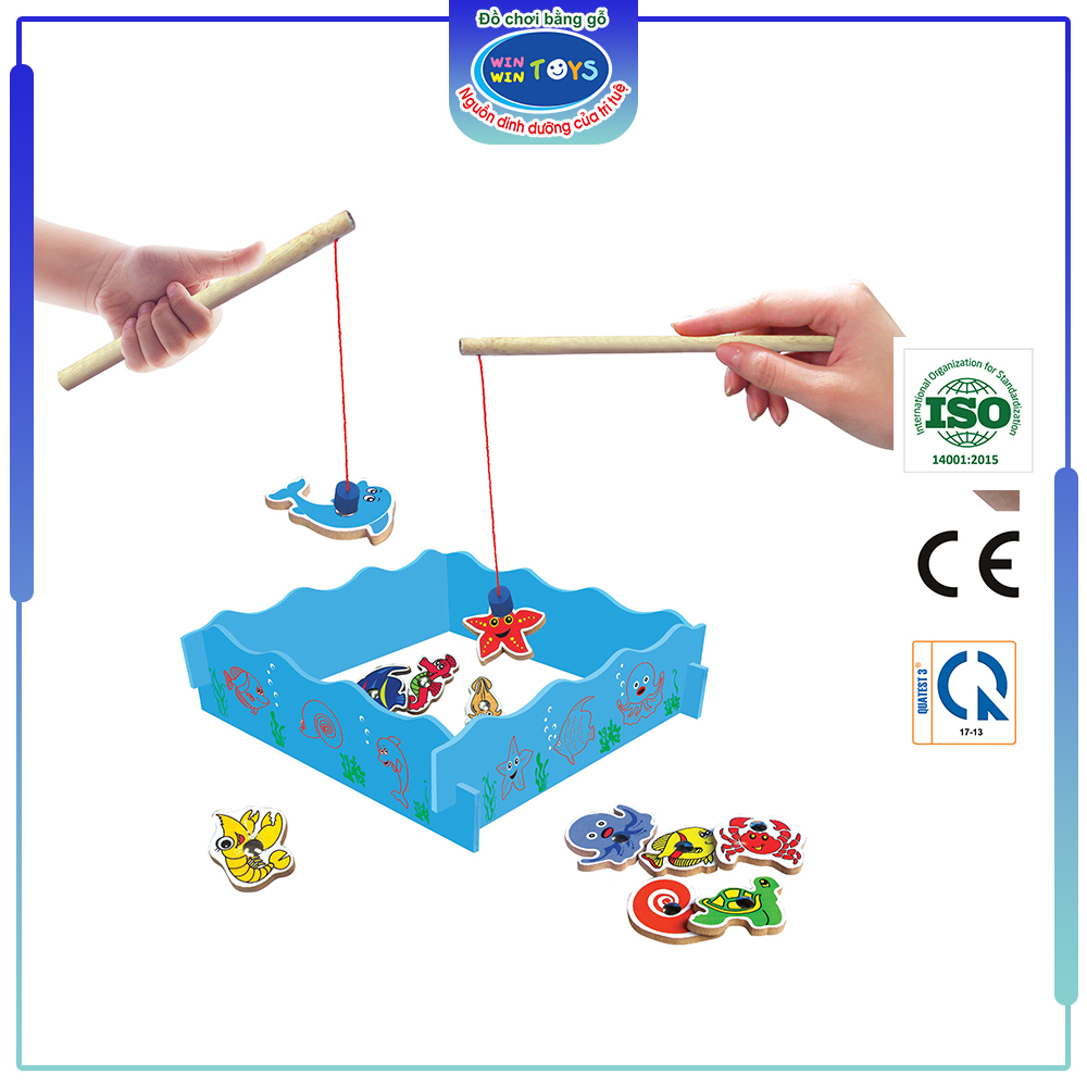 Đồ chơi gỗ Bộ câu sinh vật biển | Winwintoys 66362 | Rèn luyện khả năng khéo léo, phân biệt màu sắc và sinh vật biển