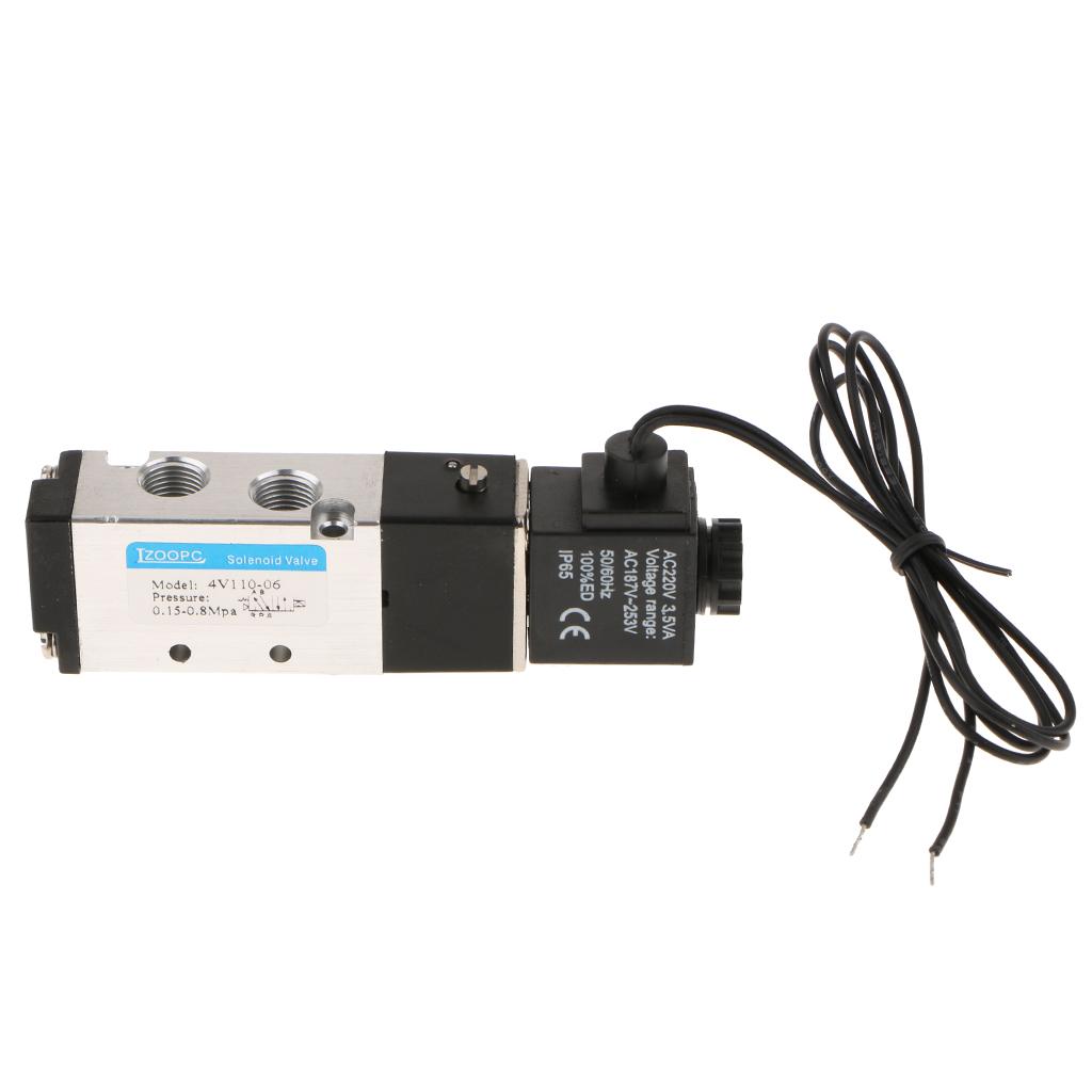 4V220-08 DC220V Van Điện Từ 5 Cổng 2 Vị Trí 5/2 Cách Bằng Khí Nén Không Khí Điều Khiển 1/4 ''Bspt Chống Áp Lực