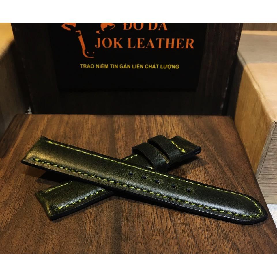 Dây Da Đồng Hồ Jok Leather màu xanh rêu tặng kèm khóa