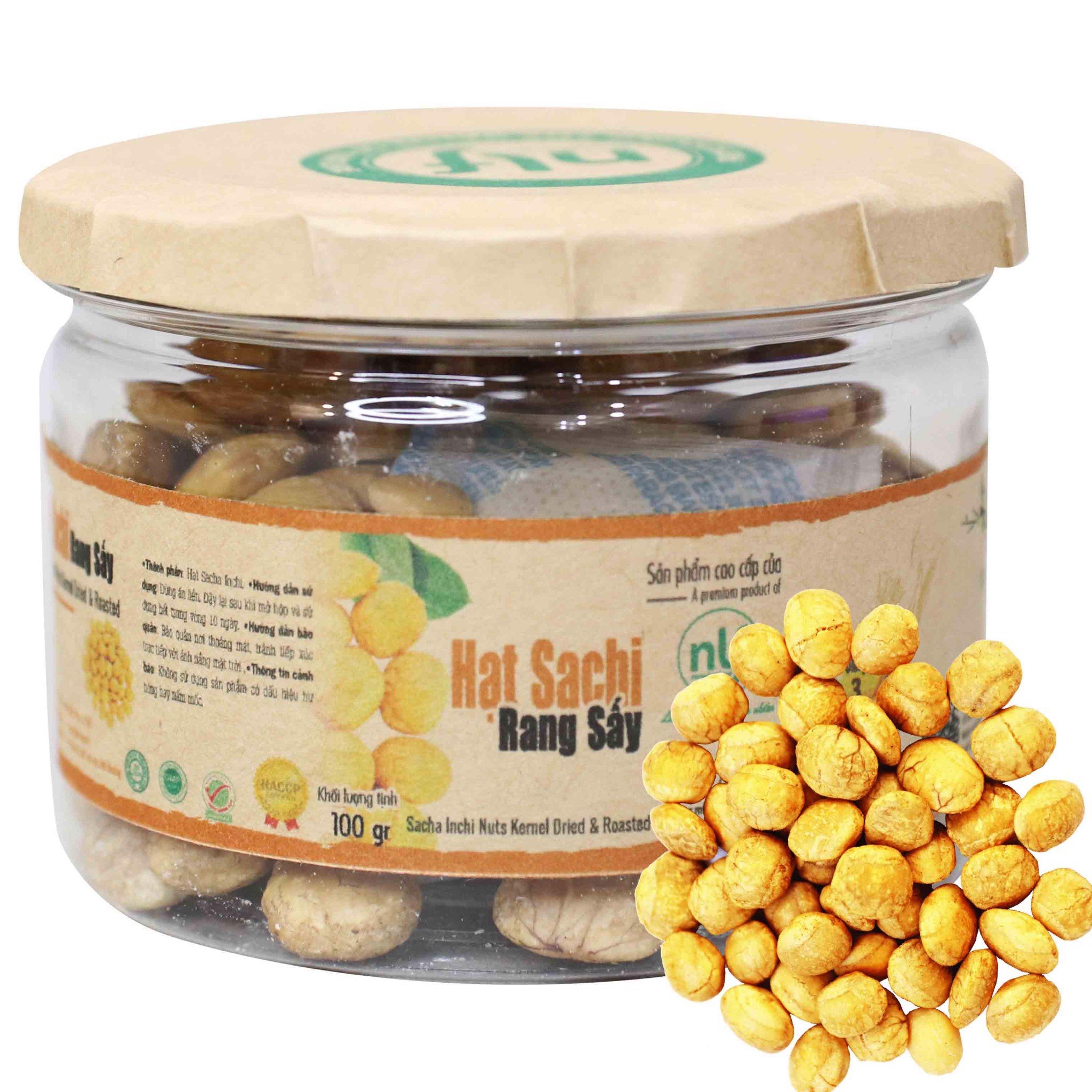 Hạt Sachi Rang Sấy Vị Truyền Thống Nonglamfood Hũ 100g - Sacha inchi kernel dried &amp; roasted