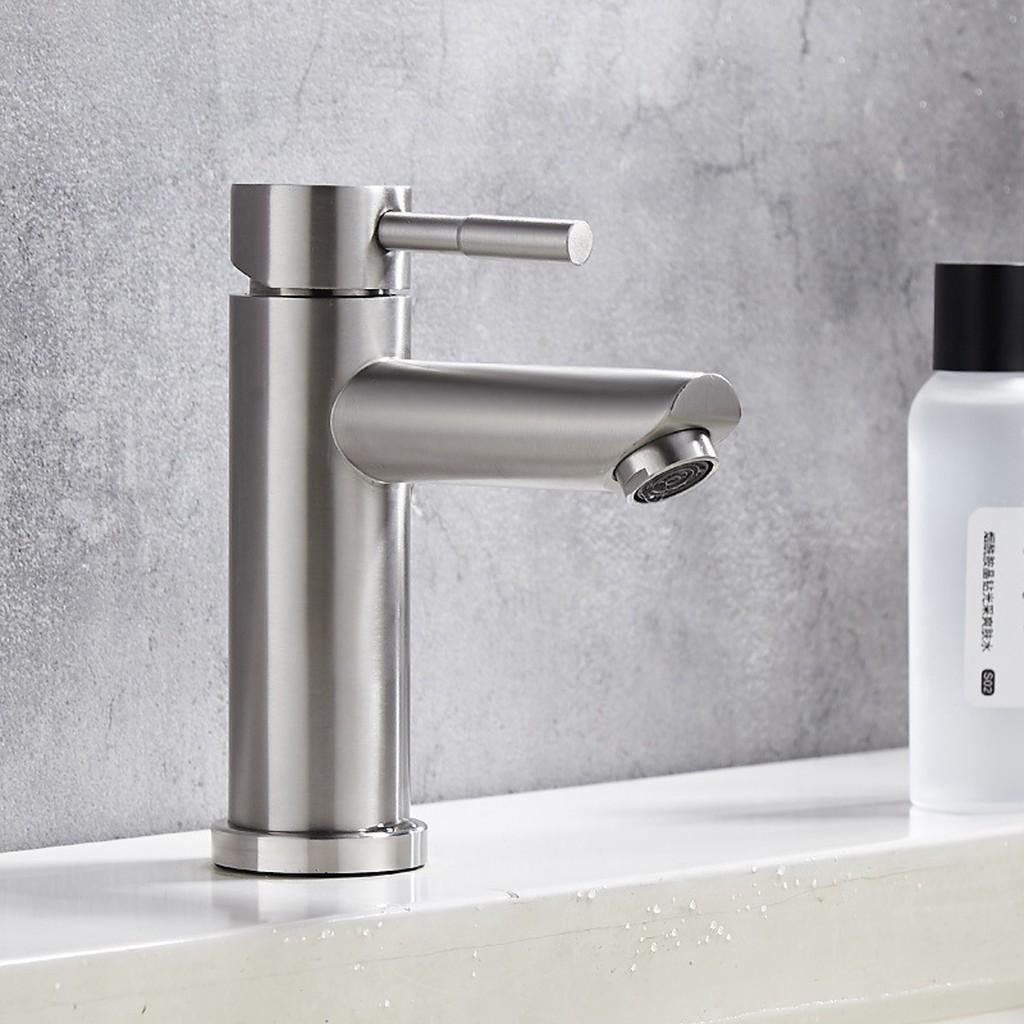 Vòi lavabo rửa mặt lạnh inox 304 tay ĐIẾU gúp đóng mở nhẹ nhàng