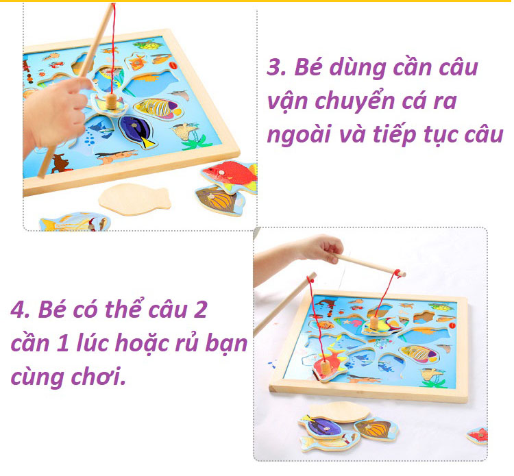 Đồ chơi câu cá 2 cần bằng gỗ