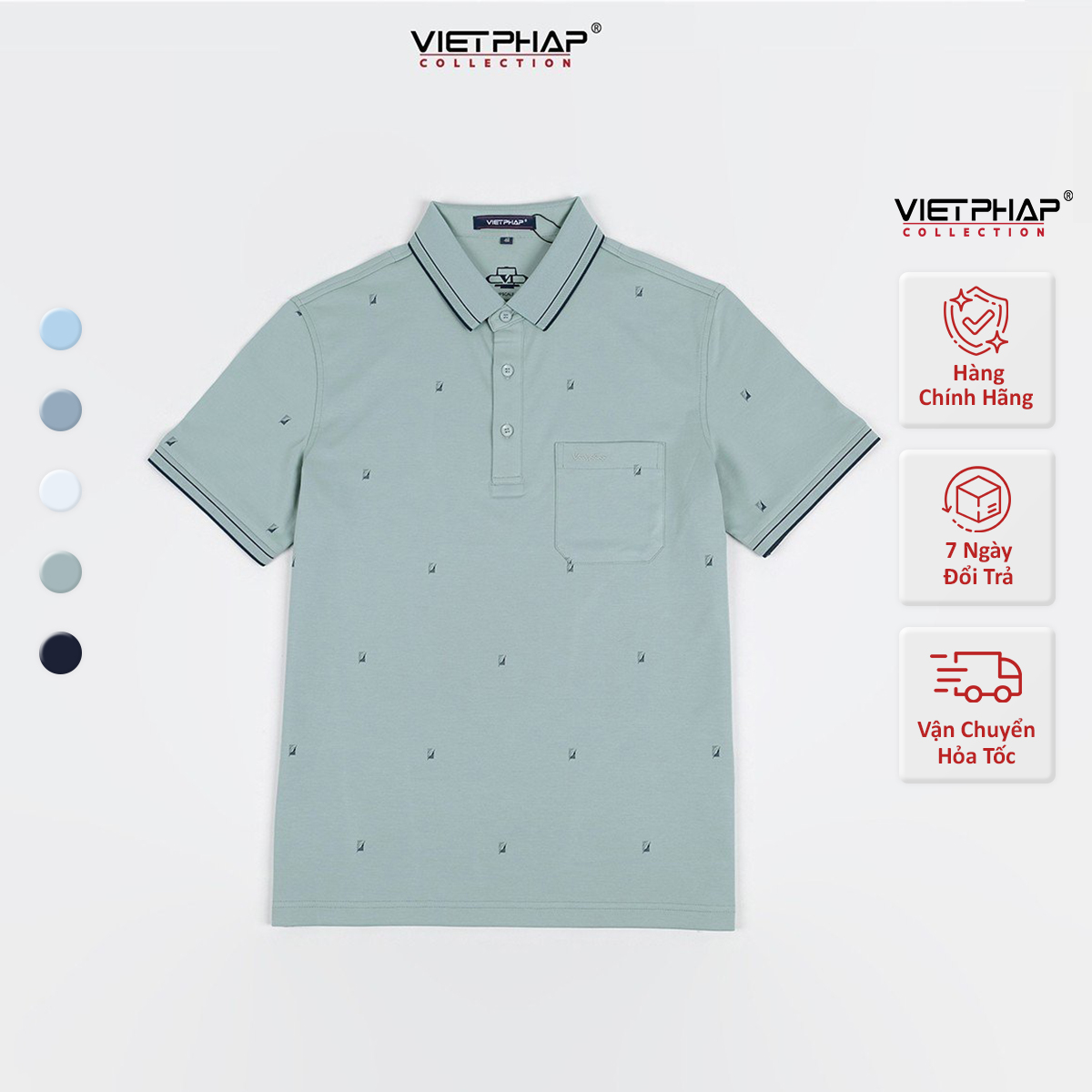 Áo Polo Nam VIỆT PHÁP Form Luxury - Thun Cotton Lạnh, lịch lãm, sang trọng 34320