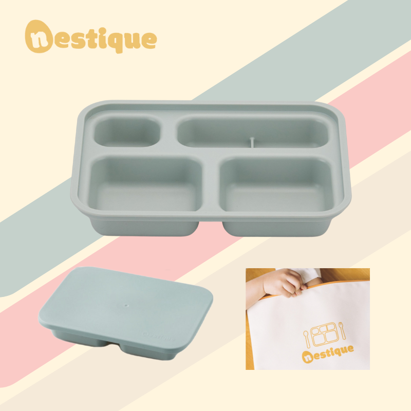 Bộ Khay Ăn Trẻ Em Nestique N-21 Cao Cấp 4 Ngăn Có Nắp