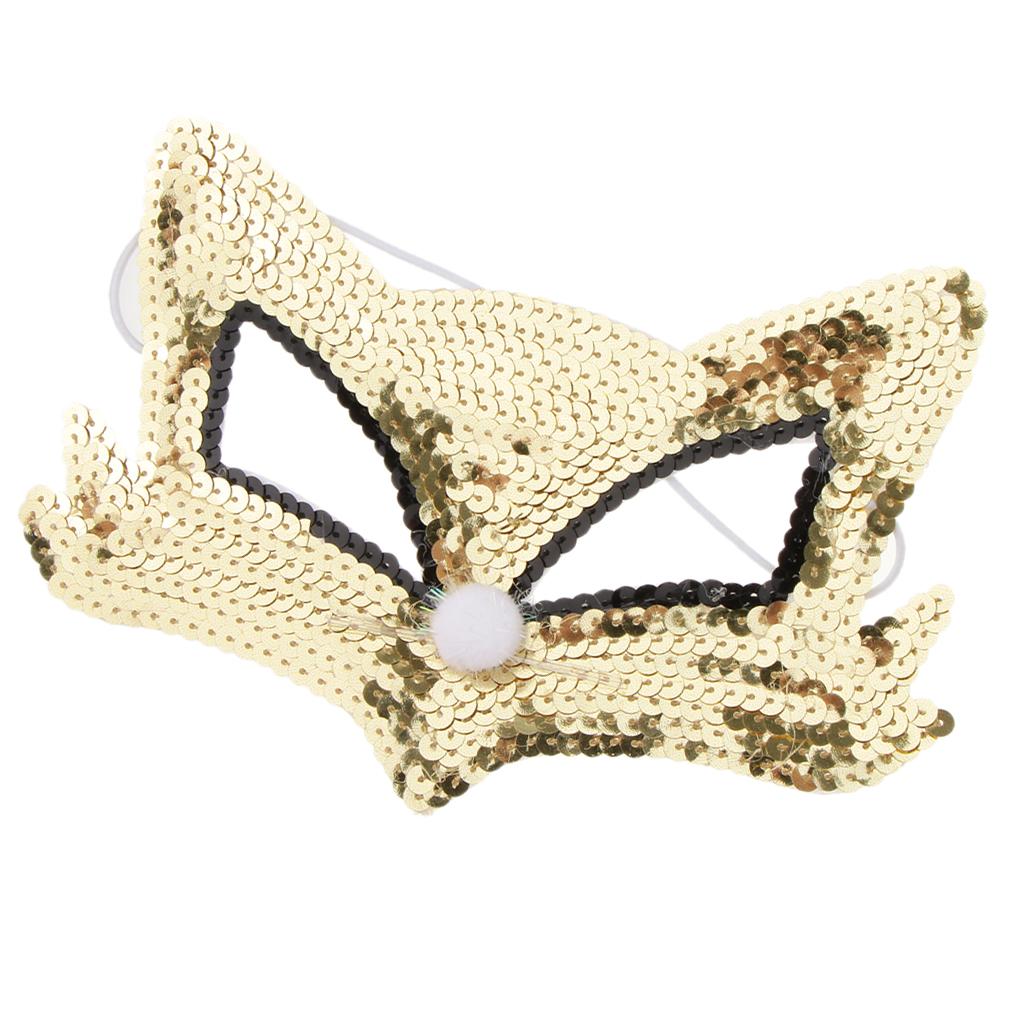 2xSequins lowrie Eye Half Face Mask Halloween Cosplay Party Fancy Dress Gold