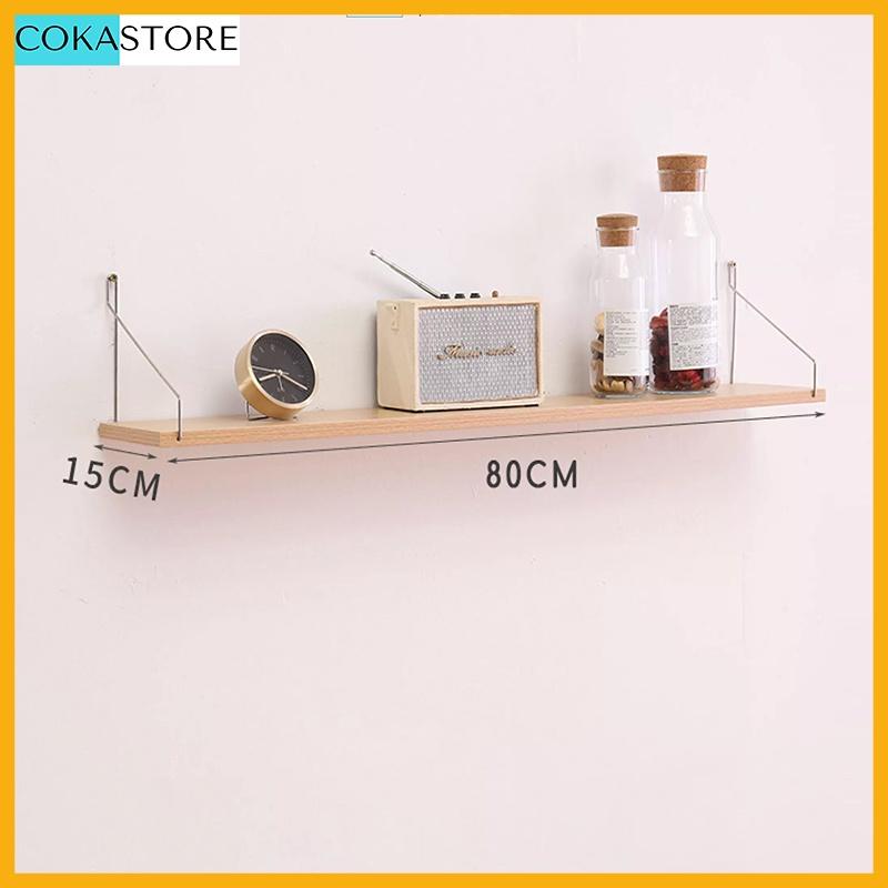 Kệ Treo Tường Trang Trí Không Cần Khoan Kích Thước 30 Đến 80cm Màu Sắc Đa Dạng - Kèm Phụ Kiện Móc Treo Inox