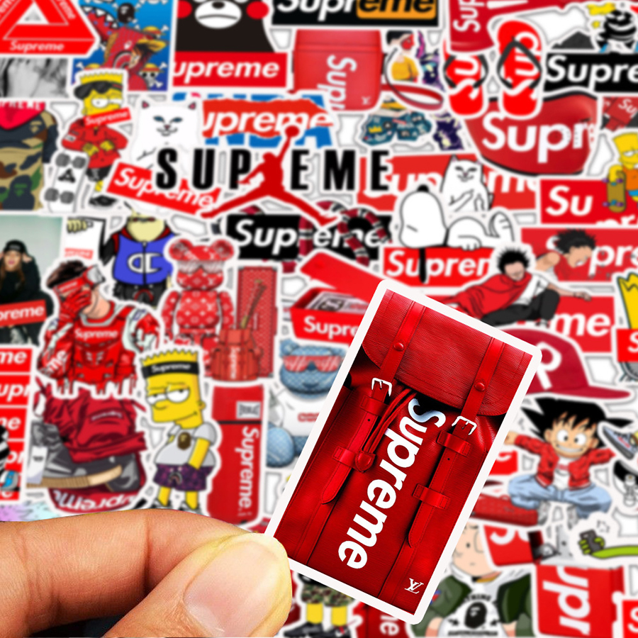 Bộ 50 Miếng Dán Sticker Supreme Hoạt Hình