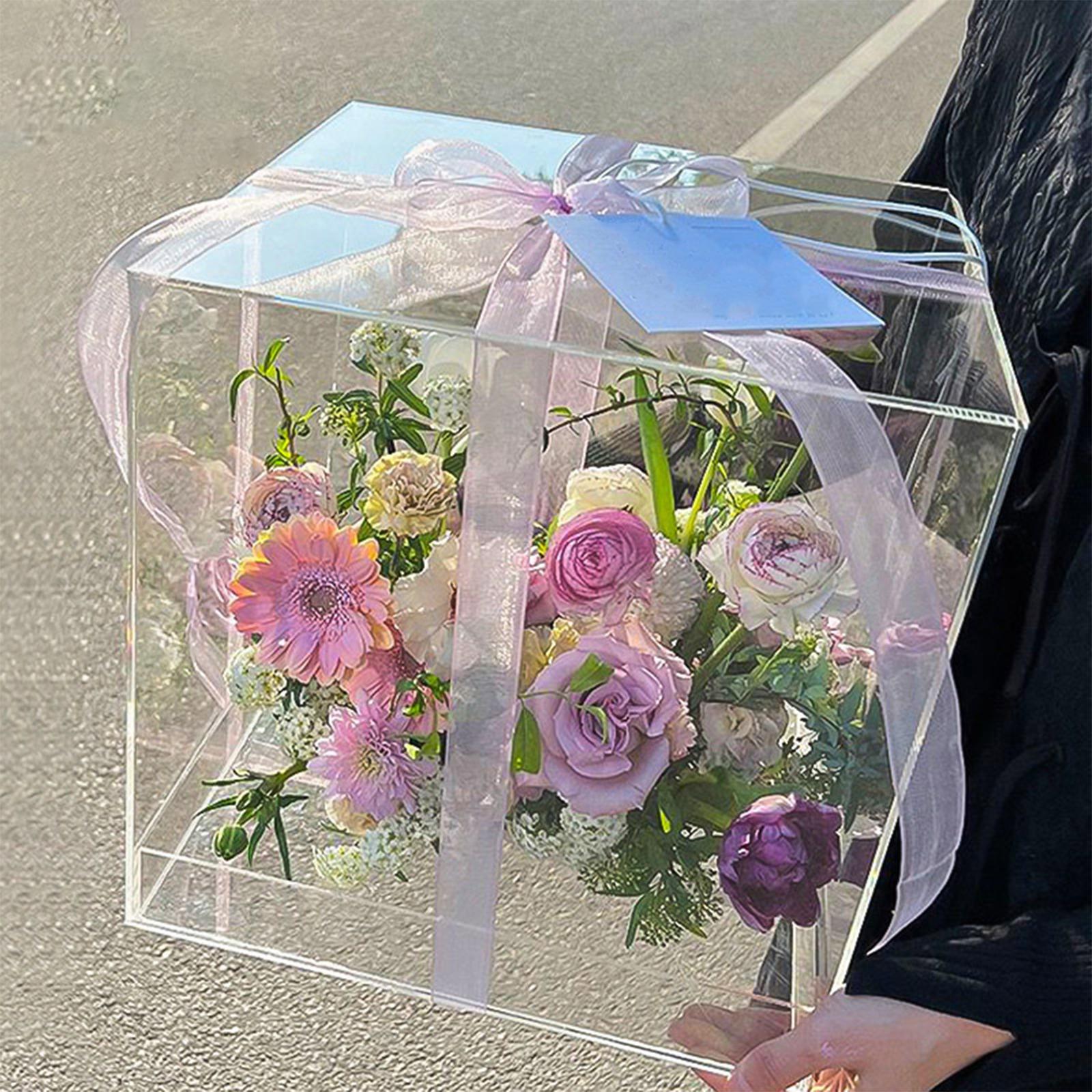 Acrylic Flower Box Wedding , Rose Floral Box Empty