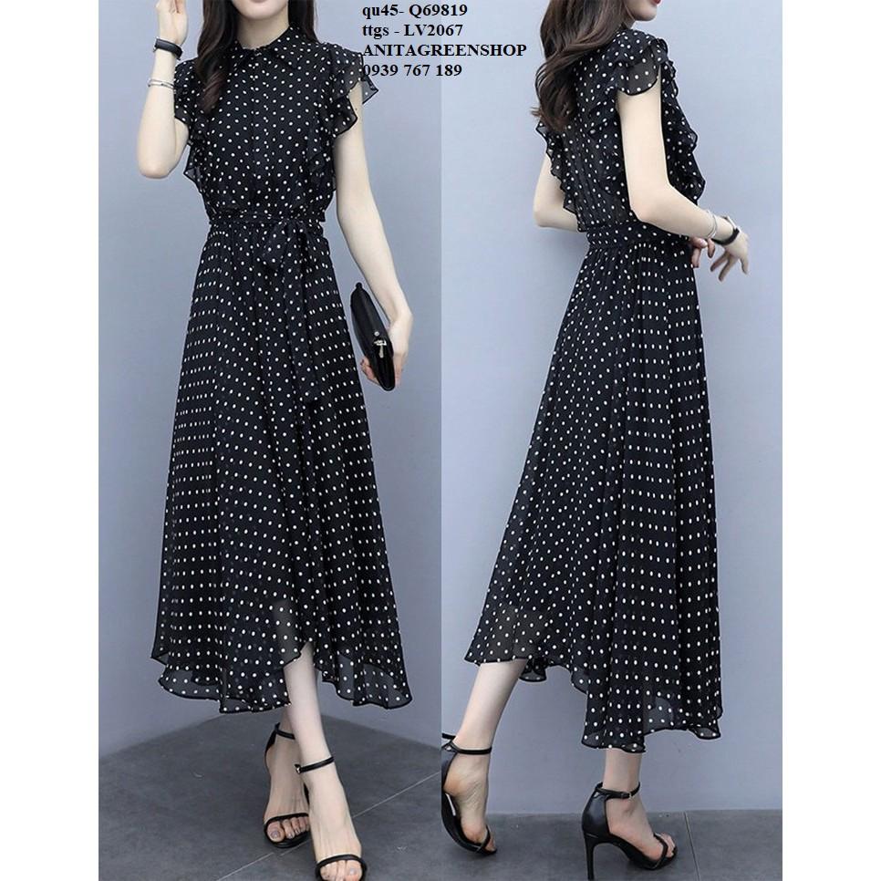 Q69819 ĐẦM MAXI CHẤM BI THIẾT KẾ