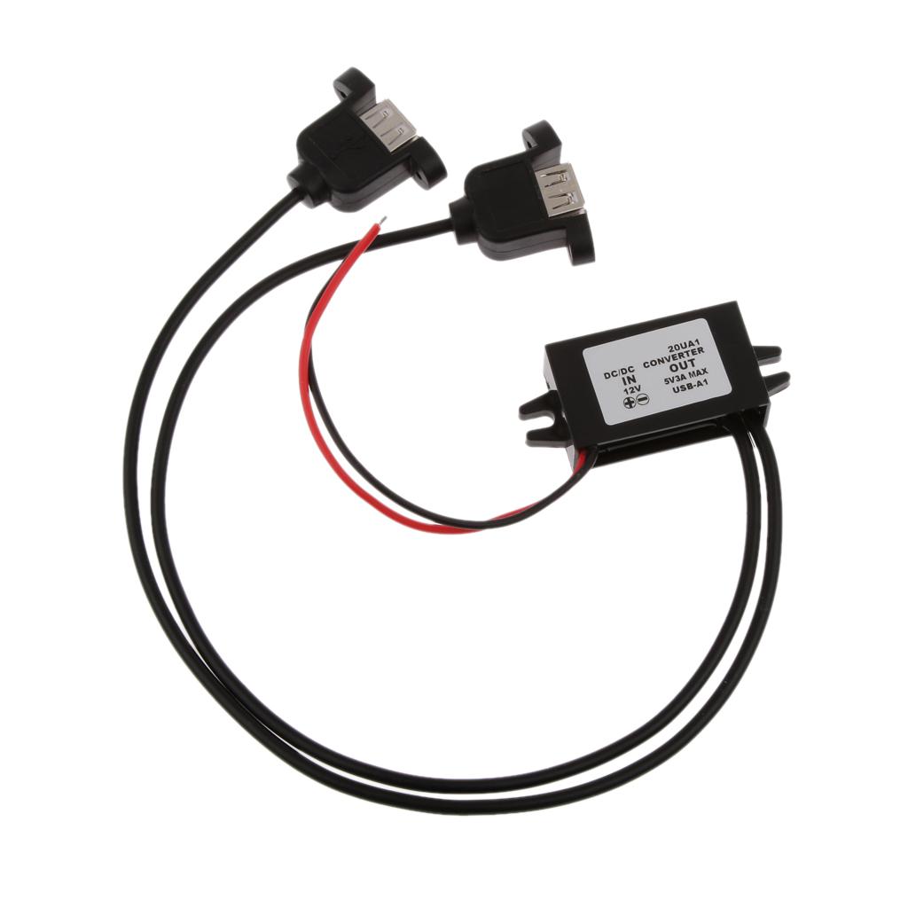 DC DC Converter Module 12V to 5V 3A 15W Duble USB Output Car Power Adapter