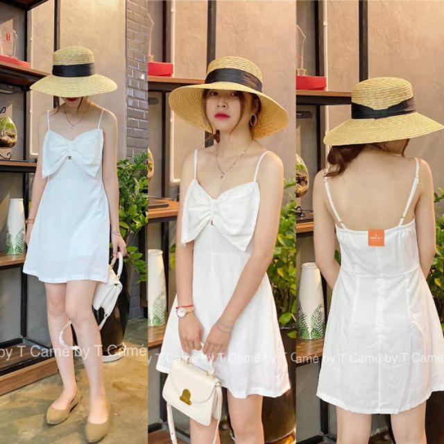 Đầm Trắng nơ to bản trước ngực