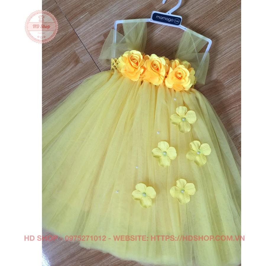 Đầm công chúa cho bé ️️ Đầm công chúa vàng 5b cho bé gái