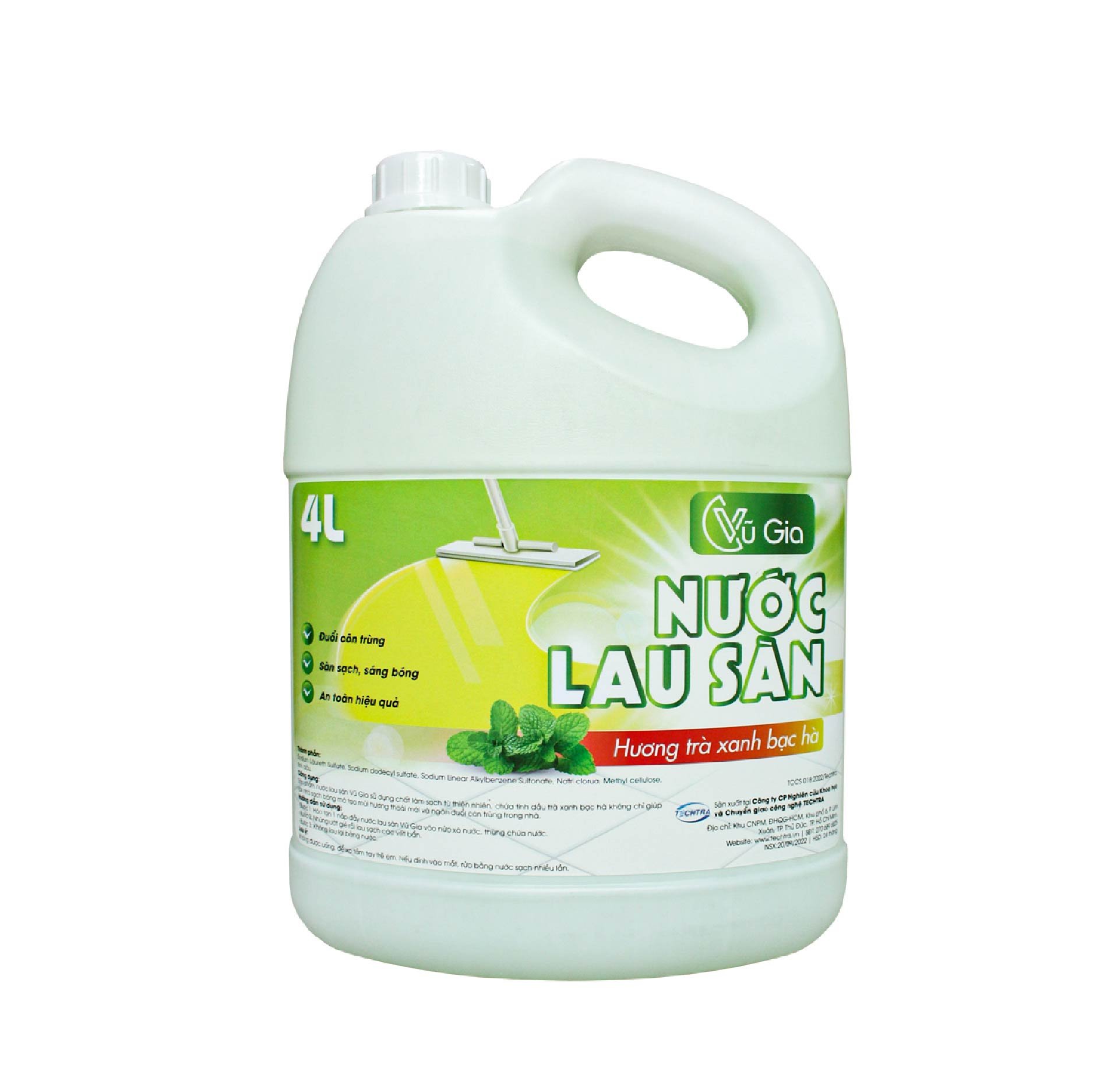 Nước lau sàn tinh dầu tự nhiên Vũ Gia (4 lít) - Khả năng đuổi muỗi, côn trùng, làm sạch nhanh chóng sàn nhà (Unitech)