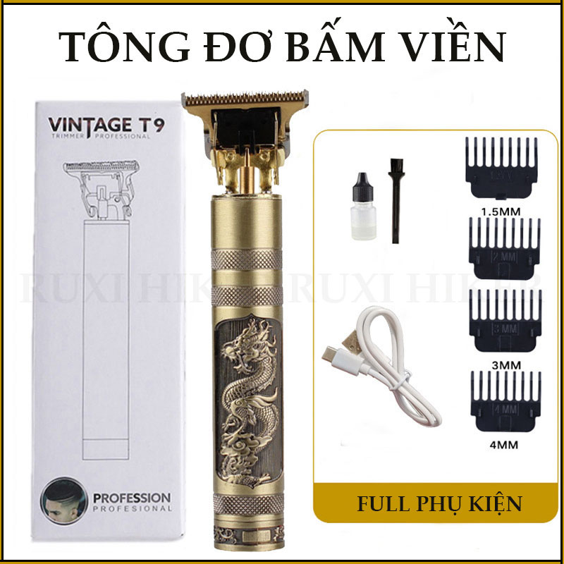 Tông Đơ Cắt Tóc Chấn Viền Cao cấp Salon và Gia Đình Vintage T9