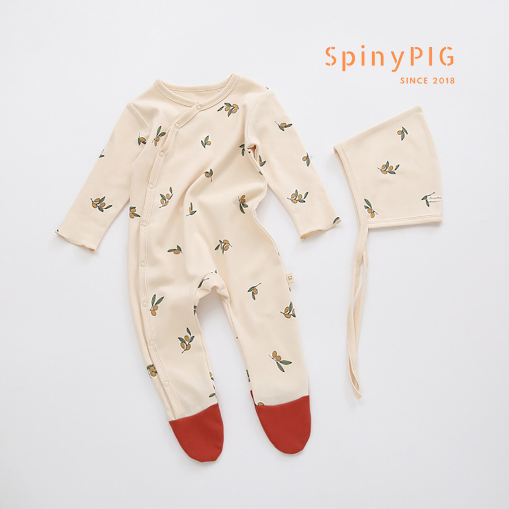 Set body kèm mũ sơ sinh 0-2 tuổi style Hàn Quốc cotton chùm bàn dài tay thu đông