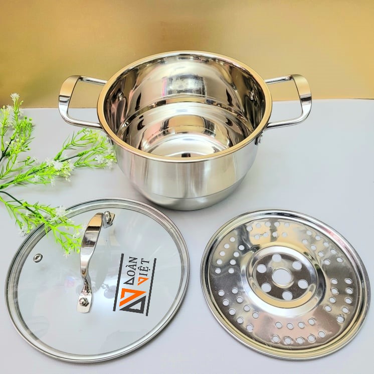 Nồi Xửng Hấp Inox ĐA NĂNG - Vỉ hấp rời sử dụng như Nồi Lẩu SOUP loại lớn sử dụng được các loại bếp, bếp Từ. Nhiều Size ( 28cm, 26cm, 24cm, 22cm, 20cm). Dụng cụ đồ gia dụng Thép không gỉ nồi lẩu soup TIỆN DỤNG