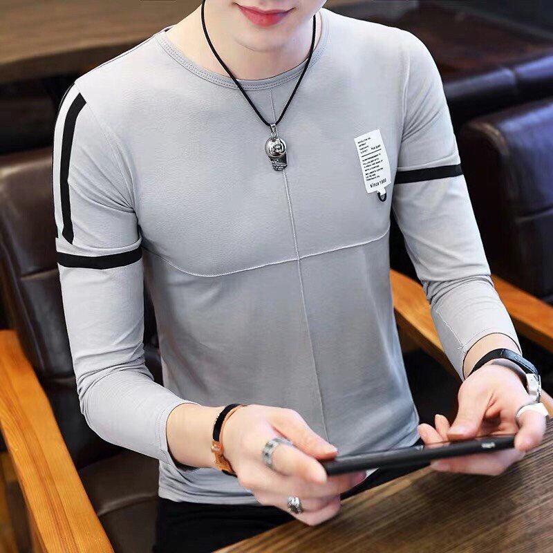 Áo thun nam tay dài cổ tròn form rộng hàn quốc vải thun cotton co giãn thoáng mát - MKTTD6