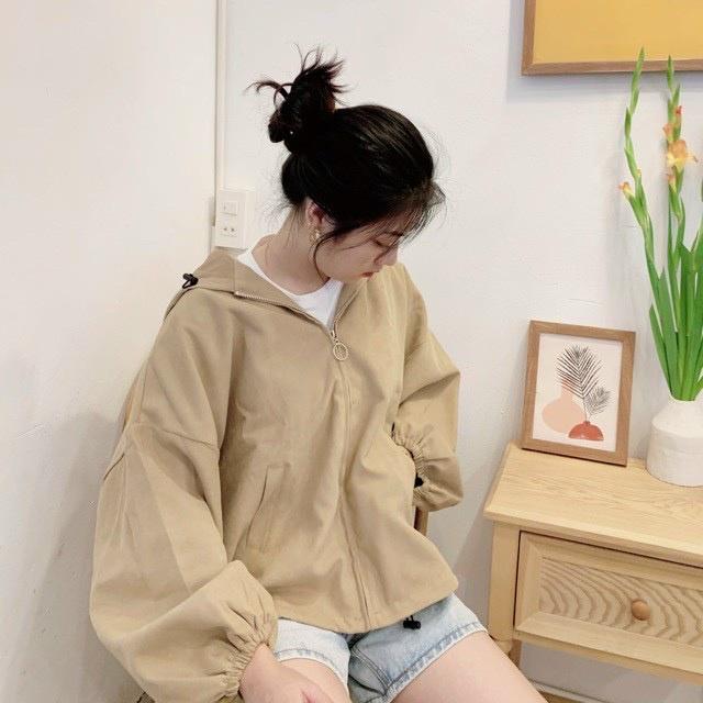 Áo Khoác Bố Trơn Nhung Tăm 2 Lớp Quảng Châu Form Rộng Cánh Dơi Tay Phồng Unisex Basic Phong Cách Hàn Quốc