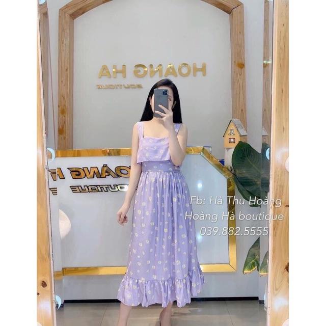 Đầm maxi hoa cúc nơ lưng thanh lịch