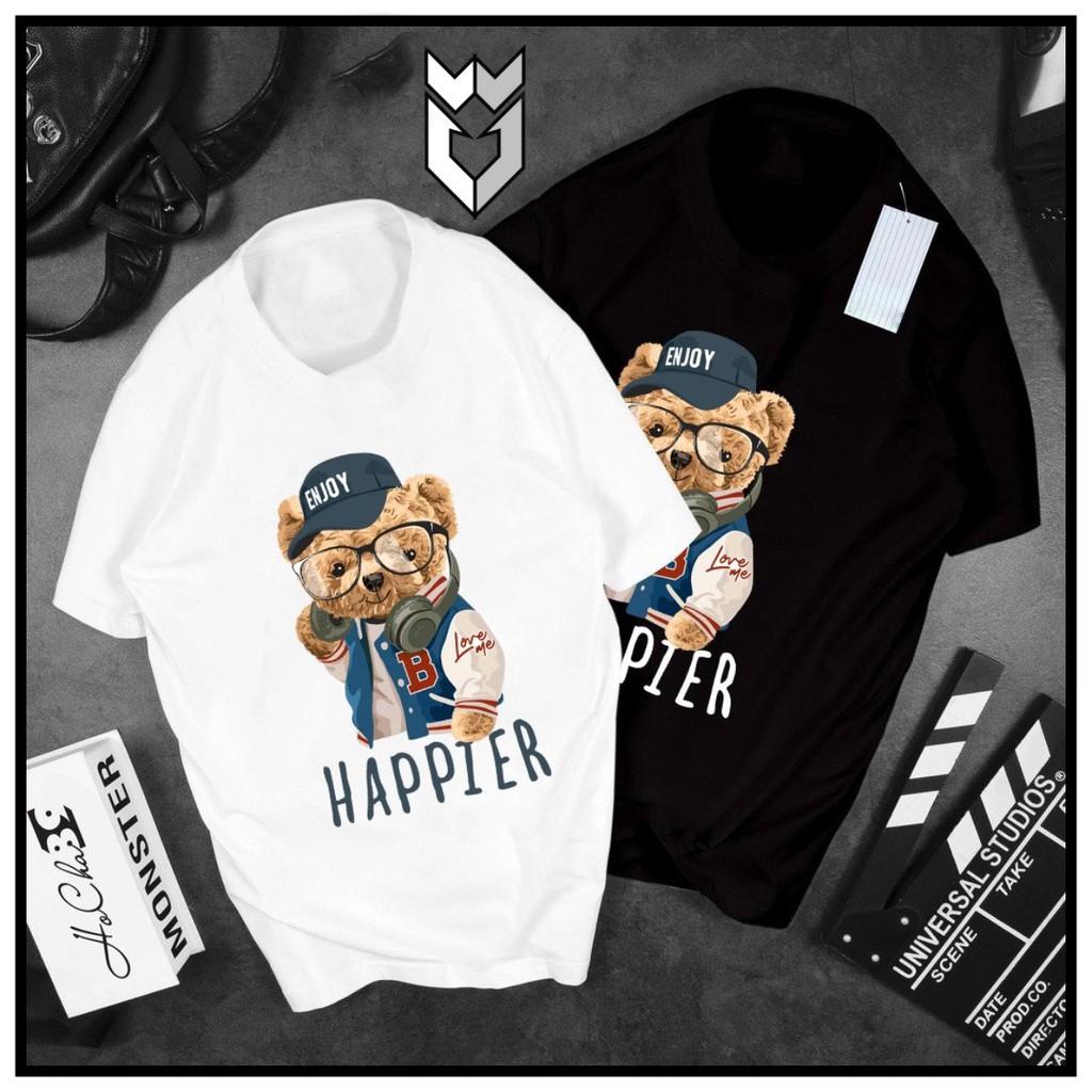 Áo Thun , áo tay lỡ áo unisex nam nữ Gấu HAPPIER, áo phông áo cộc chất Cotton đẹp co dãn 4 chiều - GW Shop