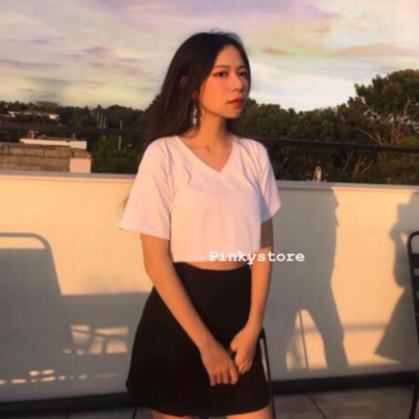 Áo croptop cổ V 4 màu (Có ảnh thật