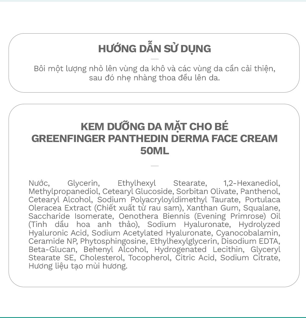 Kem Dưỡng Da Mặt Hàn Quốc Cho Bé Greenfinger Panthedin Derma Face Cream 50ML