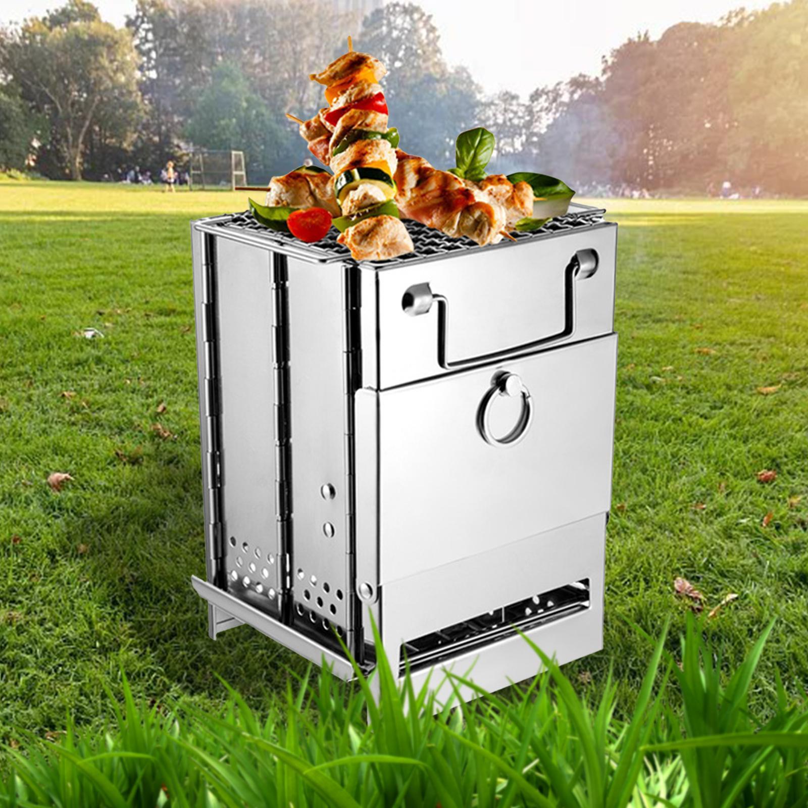 Mini Folding Camping Grill Stove Outdoor Stainless Steel for Hiking Travel
