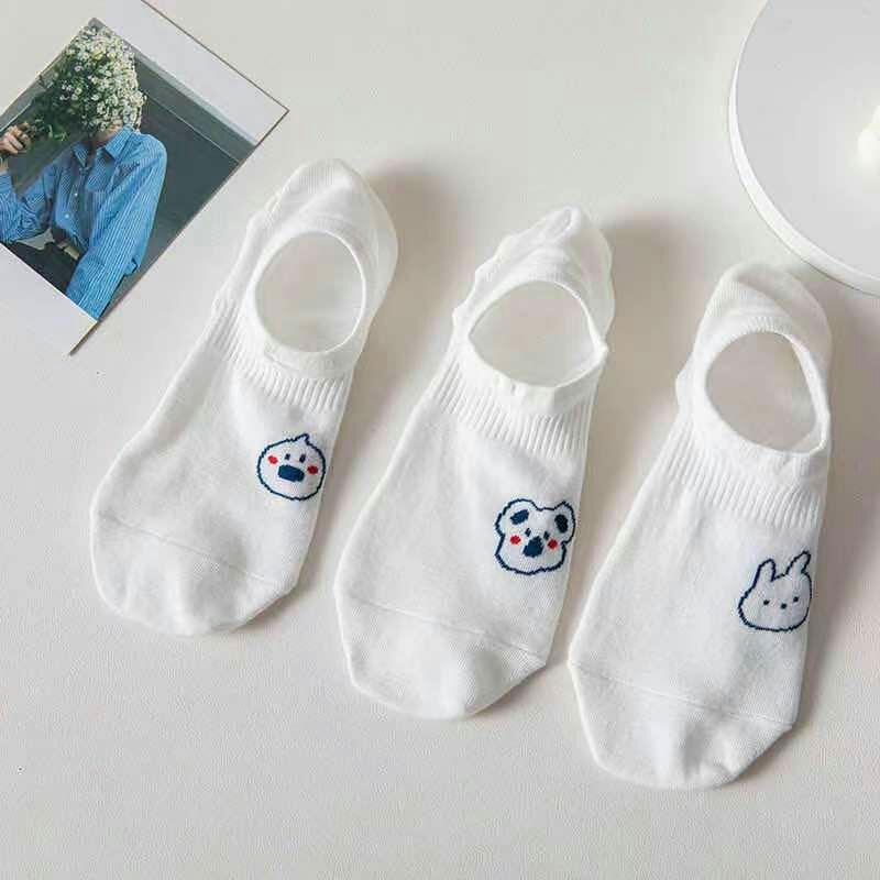 Tất/ Vớ hài da và đen cổ ngắn cotton dệt kim mềm co giãn