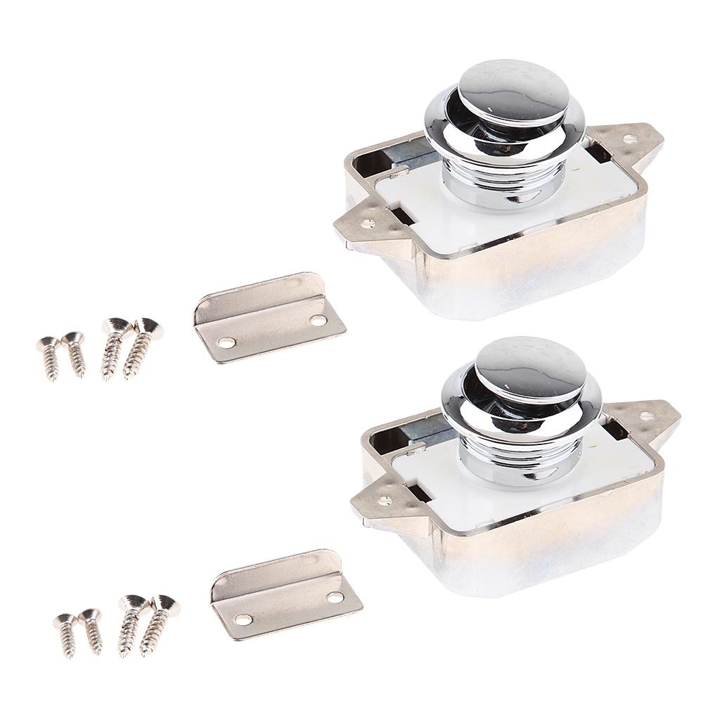 2X Nút Nhấn Khóa Chốt Móc Khóa Cho Mềm Xe Tủ Tủ Chén Bạc