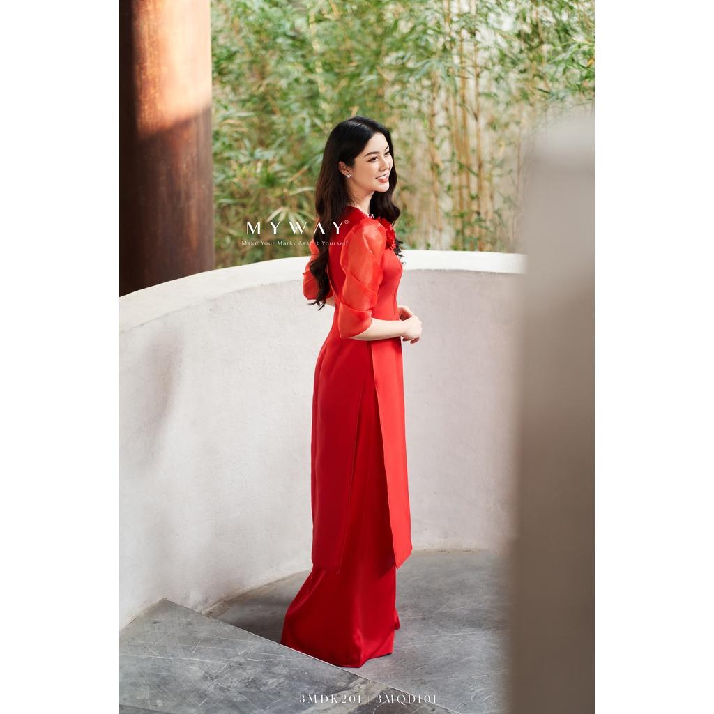 Bộ Áo Dài Nữ MY WAY Tay Lỡ Đính Hoa Sang Trọng 3MDK201-3MQD101