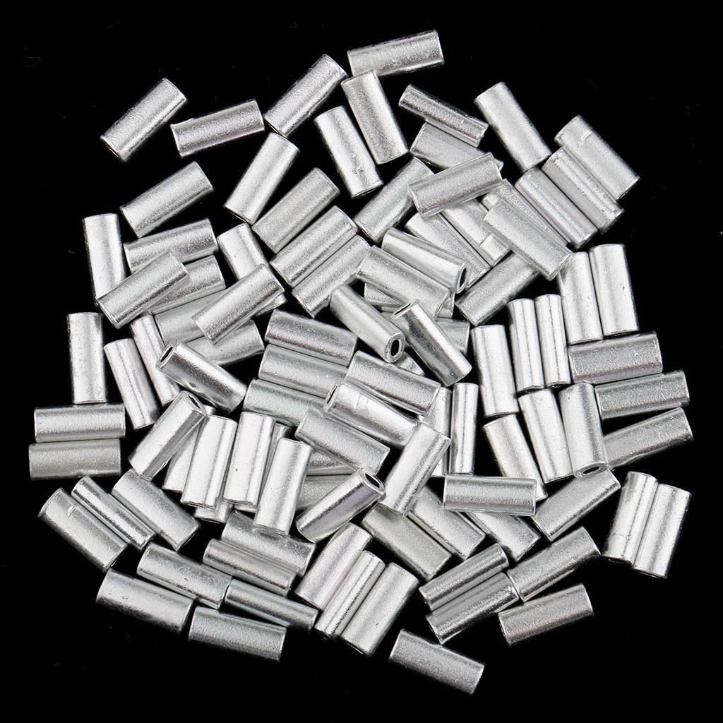 200 Pieces 1.2mm-1.5mm Inside Diameter Fishing Wire Leader Crimps Single Barrel Crimping Sleeves Aluminum Tube Connector Fishing Tackle Kit