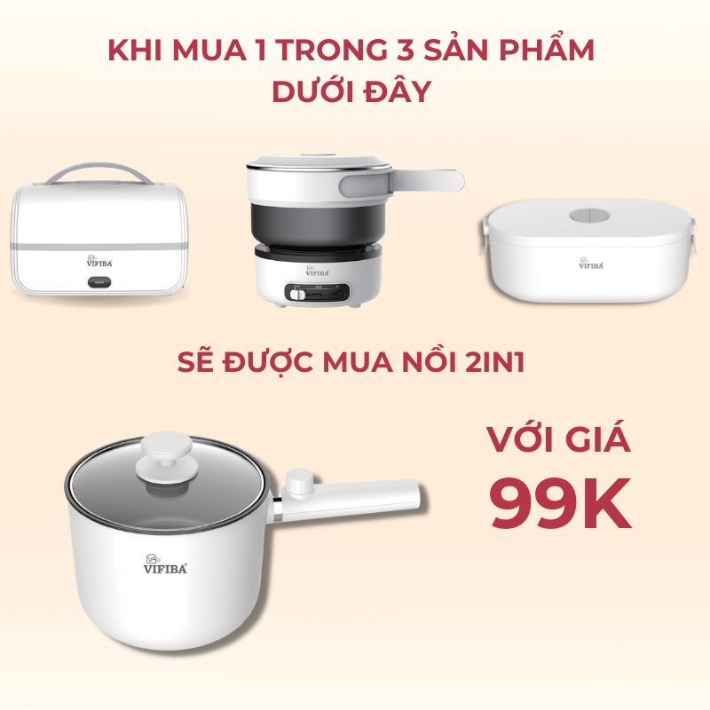 Nồi điện đa năng 2in1 Hàng Chính Hãng VIFIBA 2 cấp độ, chống dính tay cầm dài - Nấu, Chiên, Xào, Luộc