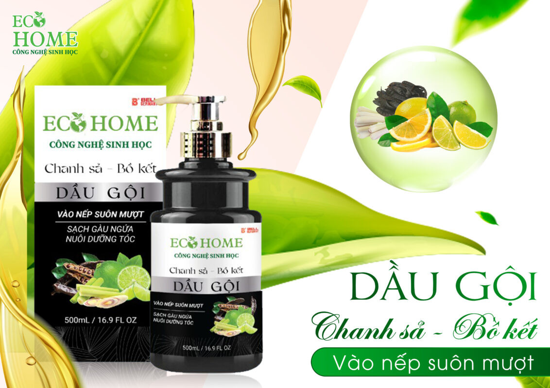 Dầu Gội Chanh Sả Bồ Kết Công Nghệ Sinh Học ECOHOME Kim Ngân Store Giúp Dưỡng Ẩm Tóc, Mềm Mượt,Óng Ả, Lưu Hương Lâu 500ml