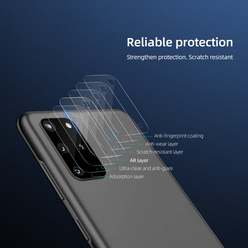 Bộ 2 Miếng dán kính cường lực camera Samsung Galaxy S20 Plus mỏng 0.22mm hiệu Nillkin InvisiFilm độ cứng 9H chống vân tay không ảnh hưởng chất lượng ảnh chụp - Hàng nhập khẩu