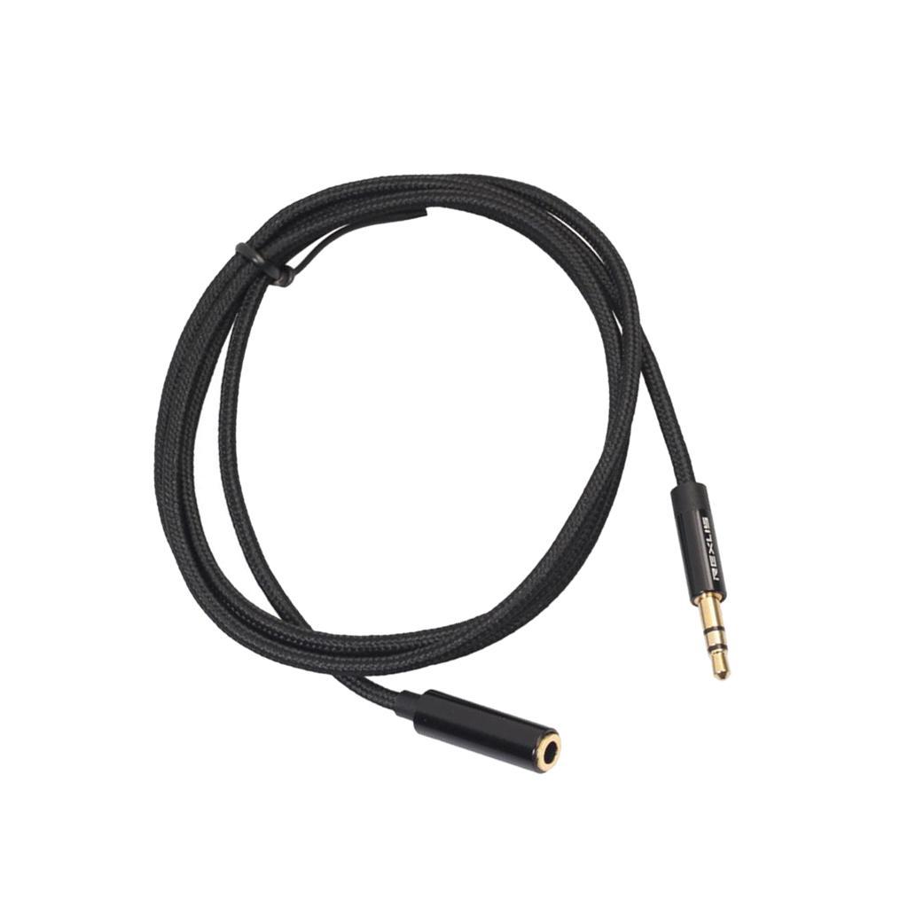 2xHeadphone Extension Cable 3.5mm Jack Male to Female Aux Cable Black 1 m