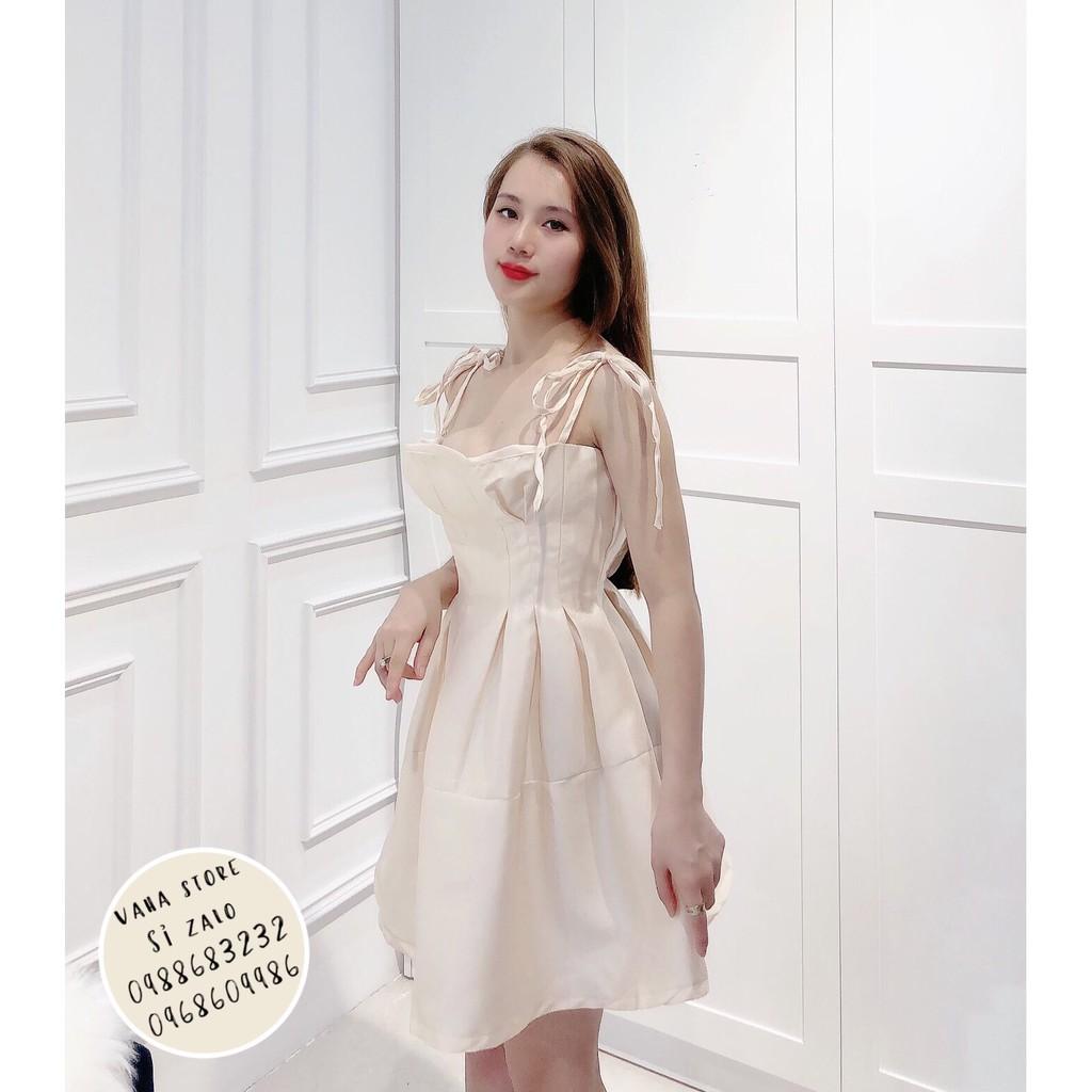 Đầm - Váy 2 Dây Dáng Bồng Công Chúa Mặc Sự Kiện Hoặc Dạo Phố Buổi Tối Xinh Xỉu Cho Các Nàng