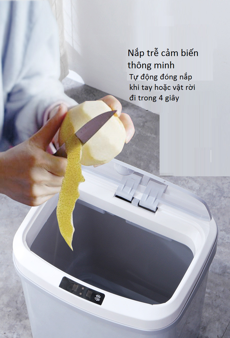 Thùng đựng rác mini tự động 15L cảm ứng khi có người đến hoặc chạm thông minh cao cấp