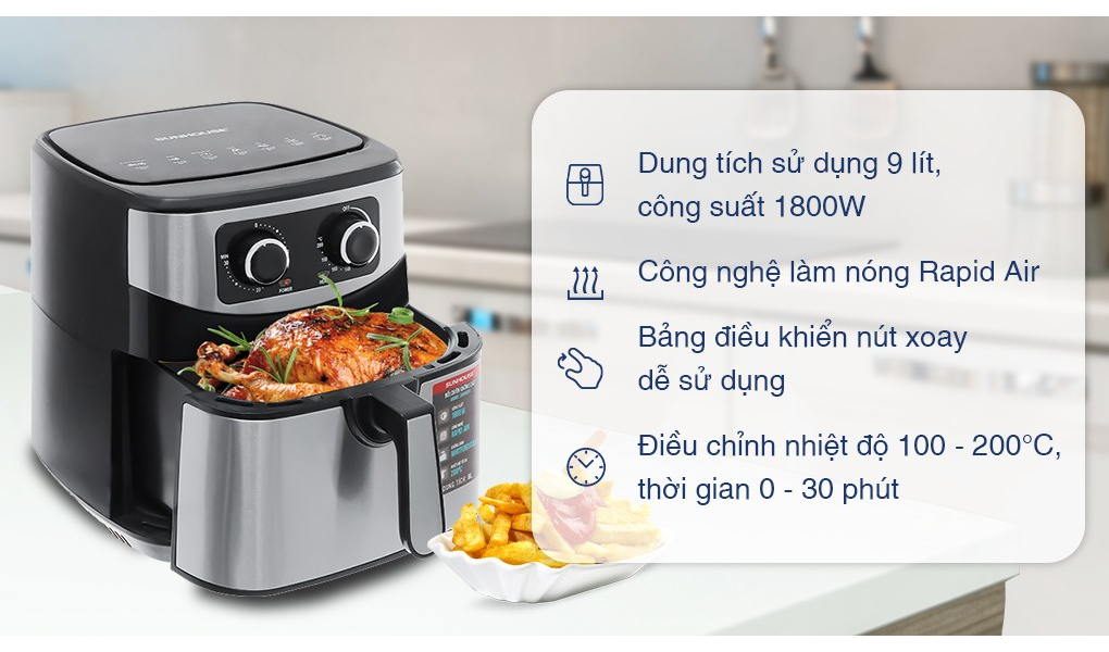 Nồi chiên không dầu Sunhouse SHD4035 9 lít - Hàng chính hãng