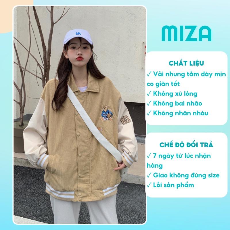 Áo khoác nhung nam nữ bomber unisex gió jacket cúc bấm form rộng local brand ulzzang phong cách hàn quốc đep In Gấu