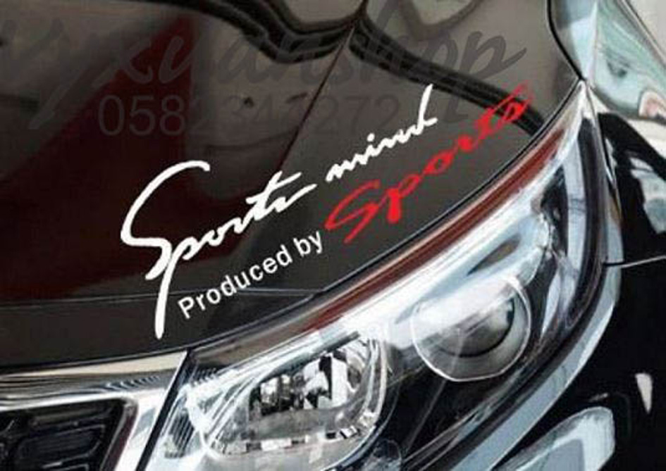 Decal dán nắp capo xe ô tô chữ ký Sport mind, decan trang trí xe hơi, sticker Sport mind các đời xe,màu xe