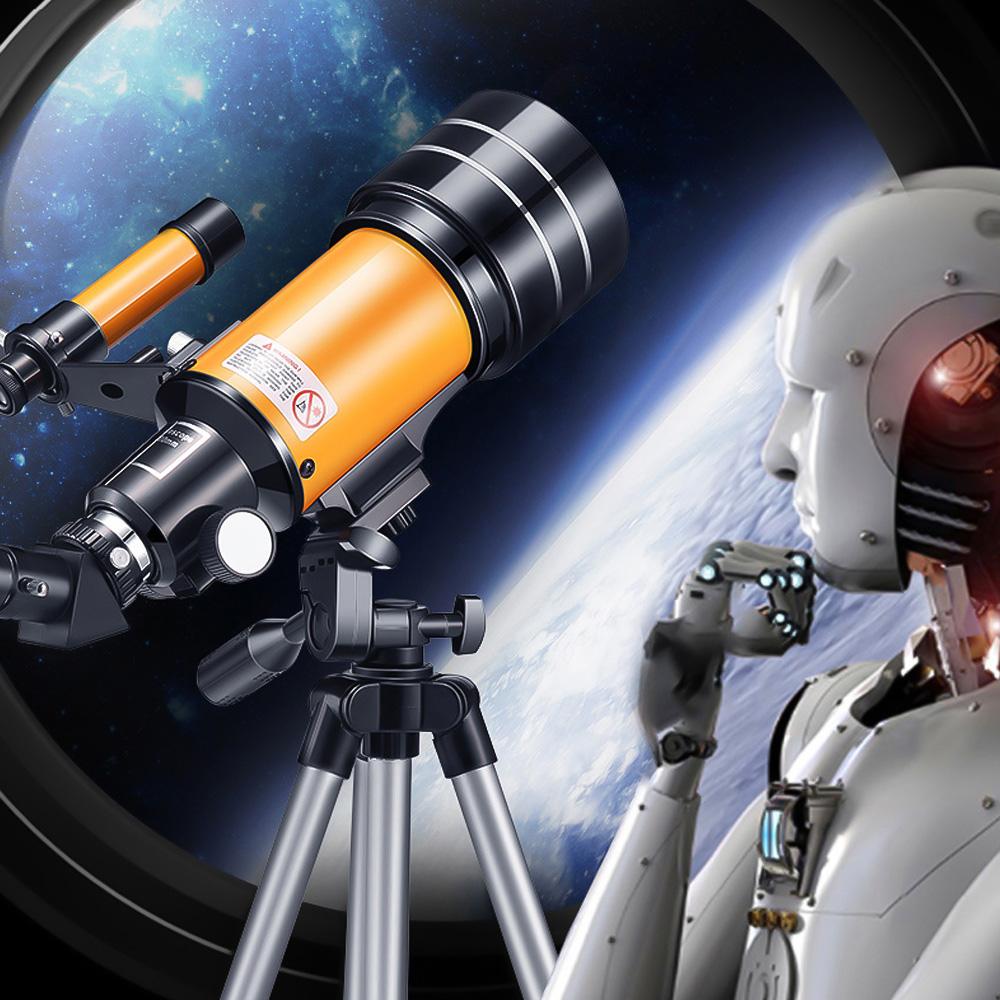 15X-150X 70mm Astronomic Refracting Monocular Telescope with Tripod Eyepiece Dust Cover Teleconverter Finder Scope