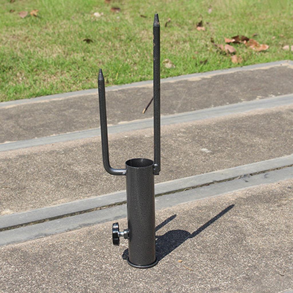Parasol Umbrella Base Stand Outdoor Garden Metal Parasol Holder with 2 Forks